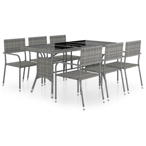 Jeu à dîner de jardin 7 pcs Résine tressée Anthracite et gris - Photo n°2; ?>