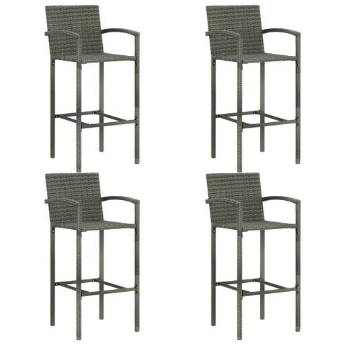 Jeu de bar de jardin 5 pcs avec accoudoirs Résine tressée Gris 2 - Photo n°2; ?>