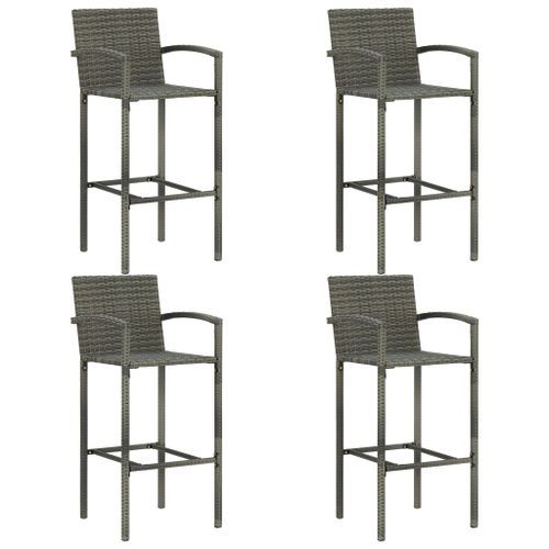 Jeu de bar de jardin 5 pcs avec accoudoirs Résine tressée Gris - Photo n°2; ?>