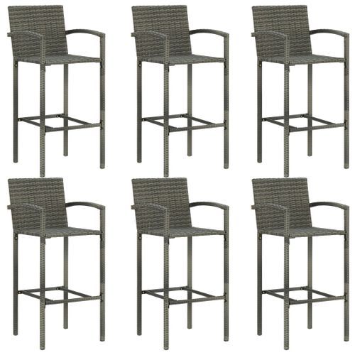 Jeu de bar de jardin 7 pcs avec accoudoirs Résine tressée Gris - Photo n°2; ?>