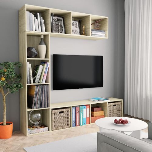 Jeu de bibliothèque/meuble TV 3 pcs Chêne sonoma 180x30x180 cm - Photo n°2; ?>