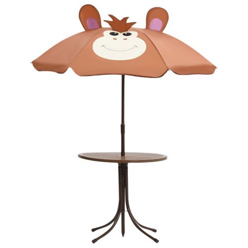 Jeu de bistro avec parasol pour enfants 3 pcs Marron - Photo n°3; ?>