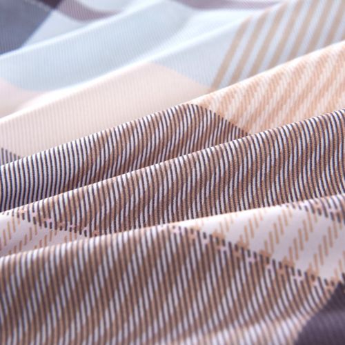 Jeu de housse de couette Carreaux Kaki 140x220/60x70 cm - Photo n°2; ?>