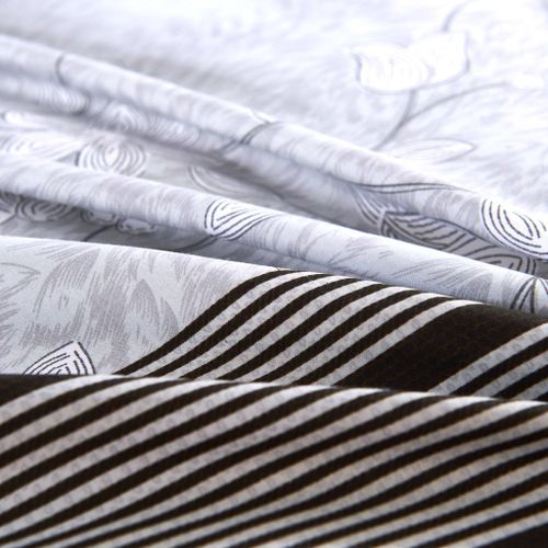 Jeu de housse de couette Motif floral rayé 200x200/80x80 cm 2 - Photo n°2; ?>