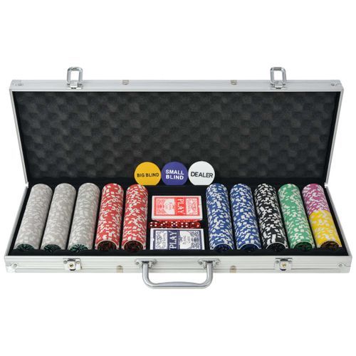 Jeu de poker avec 500 jetons laser aluminium - Photo n°2; ?>