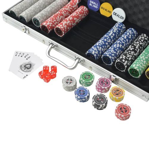 Jeu de poker avec 500 jetons laser aluminium - Photo n°3; ?>