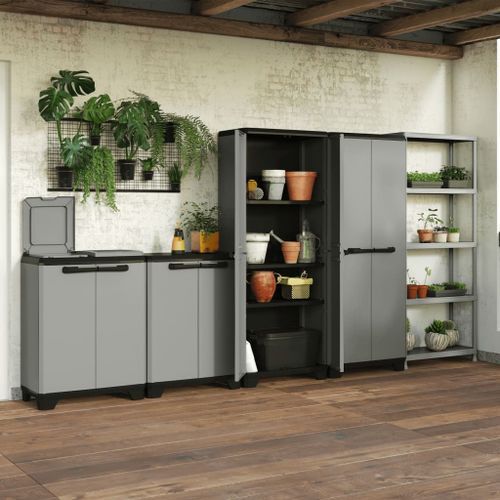 Keter Armoire basse de rangement Planet gris et noir - Photo n°3; ?>