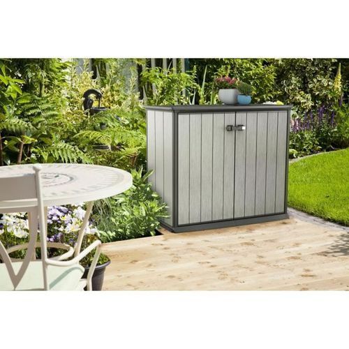 KETER Armoire de jardin en résine basse Brossium - 1000 L - Gris - Photo n°2; ?>