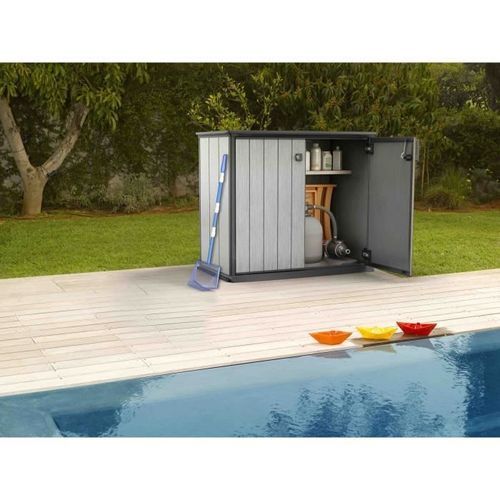 KETER Armoire de jardin en résine basse Brossium - 1000 L - Gris - Photo n°3; ?>