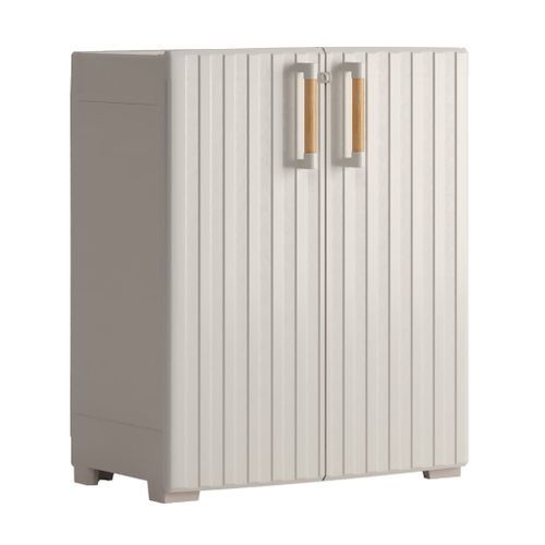 Keter Armoire de rangement basse Groove beige et sable - Photo n°2; ?>