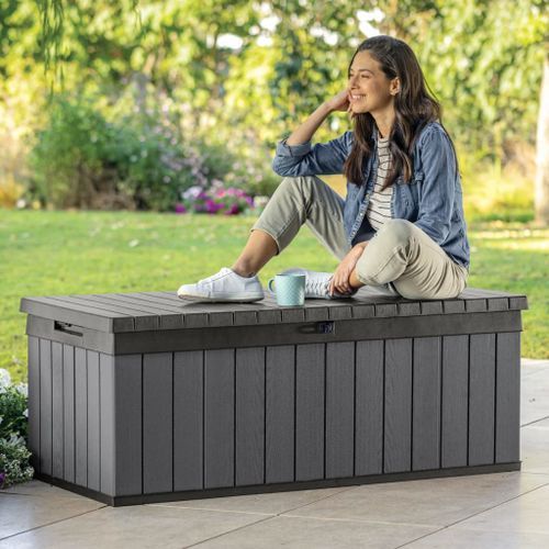 Keter Boîte de rangement de jardin Darwin 380 L Gris - Photo n°3; ?>