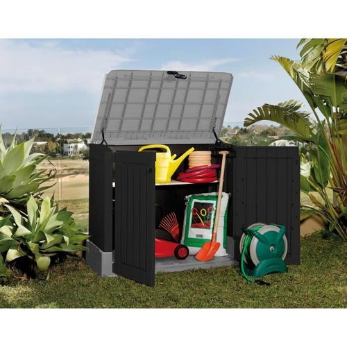 KETER Coffre de rangement extérieur multifonctions en résine - 845 L - 130x74x110 cm - Gris et noir - Photo n°3; ?>