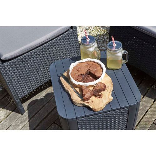 Keter Table d'appoint de jardin Luzon Osier plat Graphite - Photo n°3; ?>