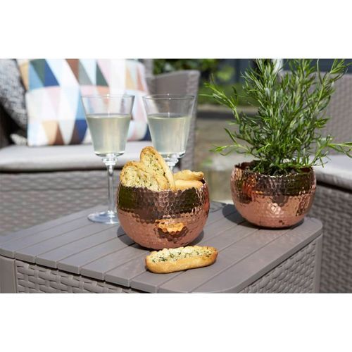 Keter Table d'appoint de jardin Luzon Osier rond Cappuccino - Photo n°2; ?>