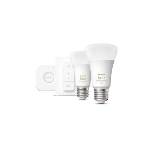 Kit démarrage ampoule LED connectée PHILIPS Hue White - 10,5W - Lot 2 E27 - Télécommande Hue - Photo n°3; ?>