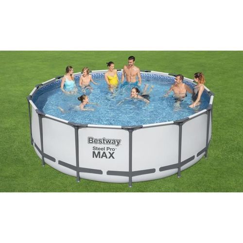 Kit Piscine hors sol tubulaire BESTWAY Steel Pro Max - 427 x 122 cm - Ronde (Avec un filtre a cartouche, une bâche et une échelle) - Photo n°2; ?>