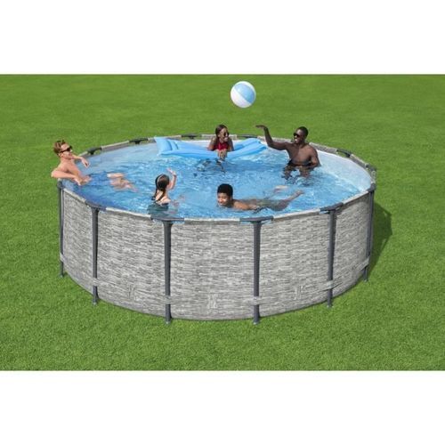 Kit Piscine hors sol tubulaire BESTWAY Steel Pro Max - 427 x 122 cm - Ronde (Livrée avec pompe de filtration, échelle + bâche) - Photo n°3; ?>