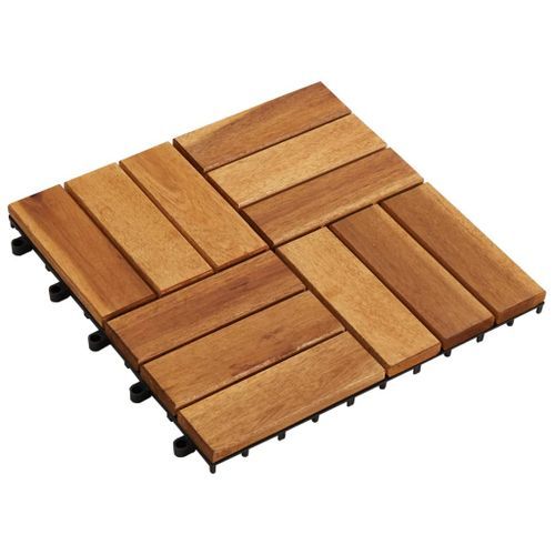 Kit tuiles de plancher en acacia 30 x 30 cm 20 pcs - Photo n°3; ?>