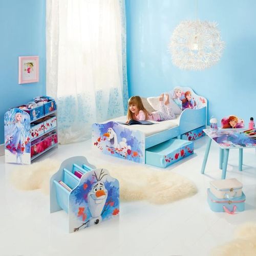 La Reine des Neiges 2 - Lit junior avec 2 tiroirs de lit en tissu - En MDF - Livré avec sommier mais sans matelas - Photo n°2; ?>