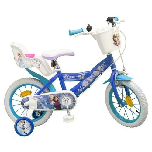LA REINE DES NEIGES Vélo 14 + Casque - Enfant fille - Bleu et blanc - Photo n°2; ?>