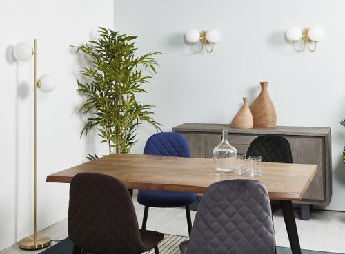 Lampadaire 2 ampoules métal brossé doré Etro - Photo n°2; ?>