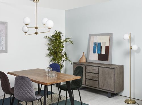 Lampadaire 2 ampoules métal brossé doré Etro - Photo n°3; ?>