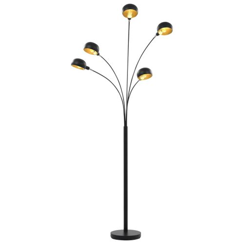 Lampadaire 200 cm 5 x E14 Noir et doré - Photo n°3; ?>