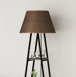 Lampadaire 4 étagères tissu marron et bois anthracite Kasper 165 cm - Photo n°3; ?>