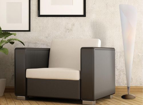 Lampadaire conique PVC blanc et pied métal gris Cano - Photo n°2; ?>