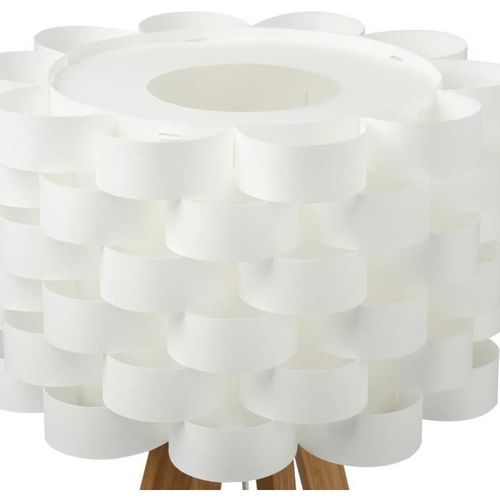 Lampadaire en bambou - E27 - 60 W - H. 150 cm - Blanc - Photo n°3; ?>