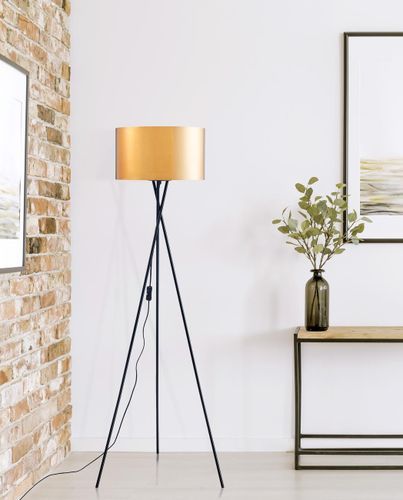 Lampadaire Kima 140 cm - Cuivré et trépied en métal noir pour un style moderne - Photo n°2; ?>