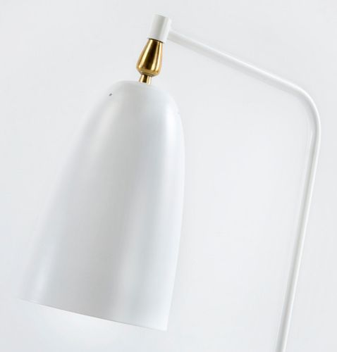 Lampadaire métal blanc et rotule doré Xéna H 125 cm - Photo n°2; ?>