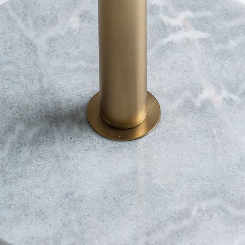 Lampadaire métal doré et socle marbre blanc Gonna - Photo n°3; ?>