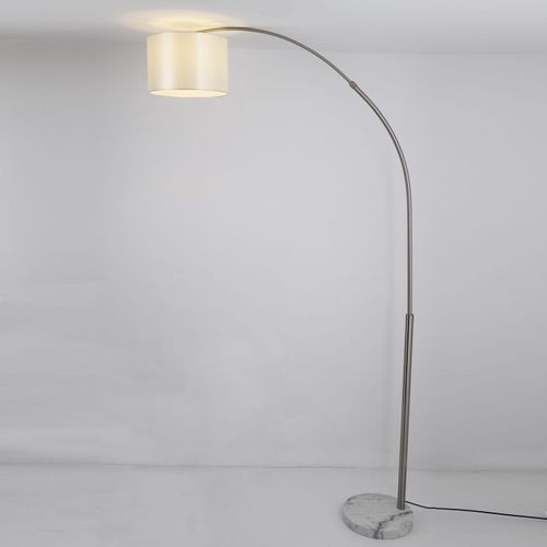 Lampadaire réglable tissu blanc et pied métal brossé Kiroop H 235 cm - Photo n°2; ?>
