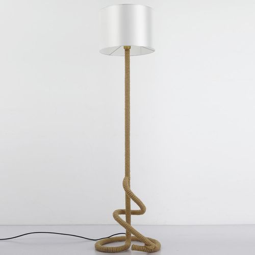 Lampadaire Tissu Blanc Et Pied Corde Rathor 23 Lampadaire tissu blanc et pied corde Rathor - Photo n°3; ?>