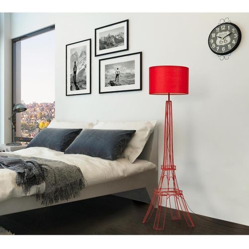 Lampadaire tissu et pied métal rouge Eiffel Torre - Photo n°2; ?>