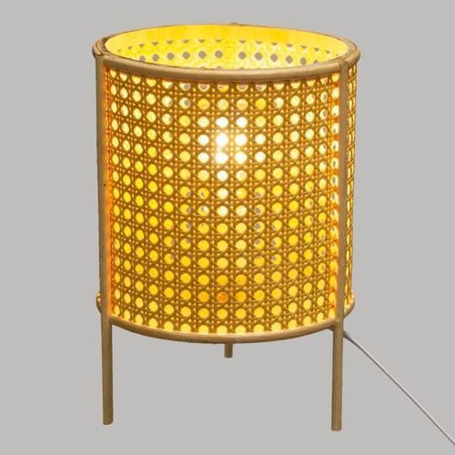 Lampe a poser cannage - H 28 cm - Beige - Photo n°2; ?>