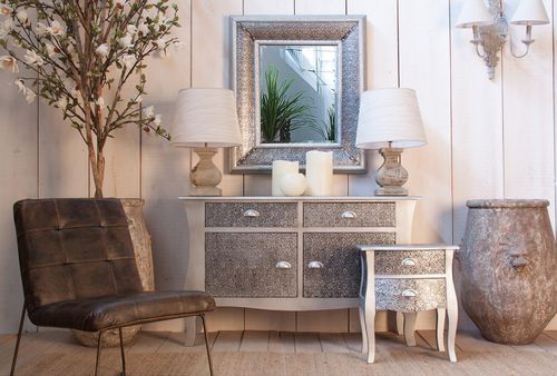 Lampe à poser en bois de mangue vert et doré vieilli Nour - Photo n°2; ?>