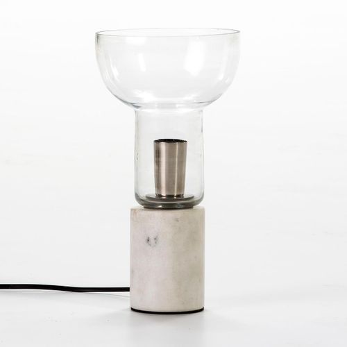 Lampe à poser en verre et marbre blanc Koétie H 29 cm - Photo n°2; ?>