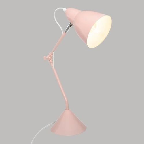 Lampe de bureau en métal - E27 - 25 W - H. 62 cm - Rose - Photo n°3; ?>