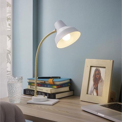 Lampe de bureau métal blanc et doré Lechor - Photo n°3; ?>