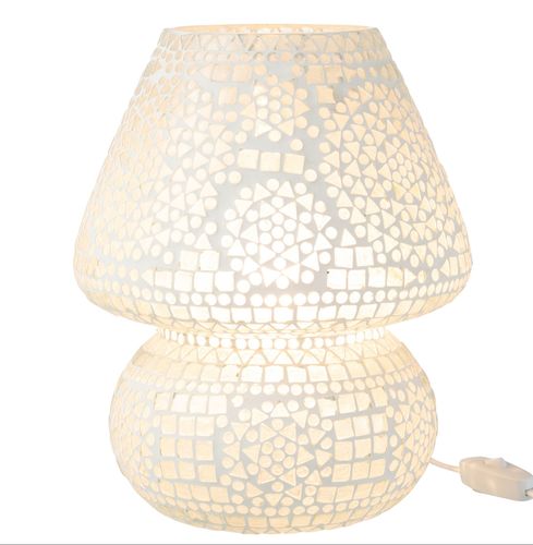 Lampe De Chevet En Verre Blanc Mosaïques Ekio - Lot De 2 14 Lampe de chevet en verre blanc mosaïques Ekio - Lot de 2 - Photo n°2; ?>