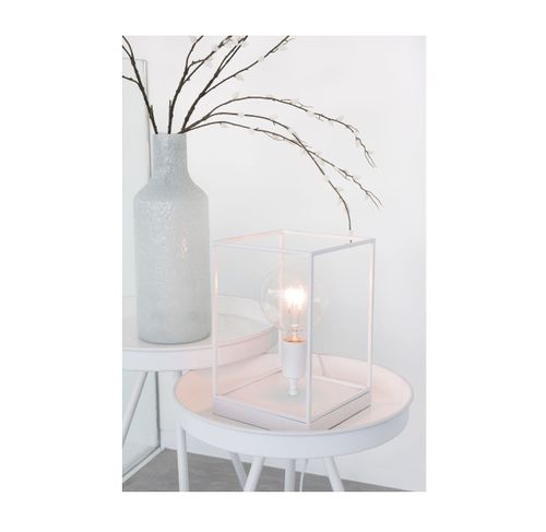 Lampe de table 1 ampoule métal blanc Ettis - Photo n°3; ?>