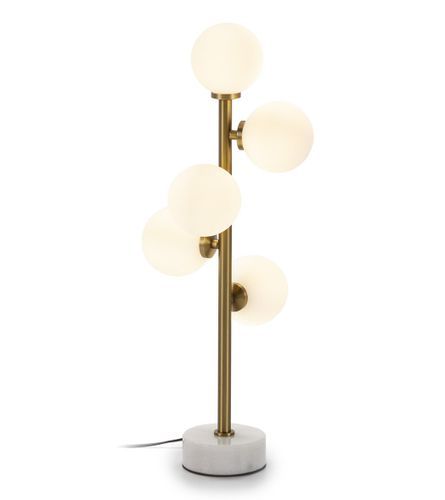 Lampe de table verre blanc et pied métal doré Kitch - Photo n°2; ?>