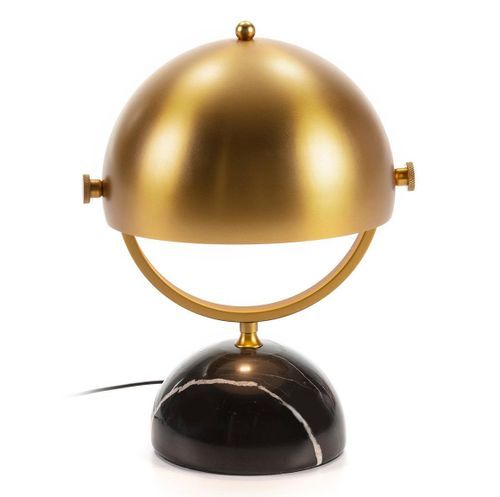 Lampe de table métal doré et pied marbre noir Rangeo - Photo n°3; ?>