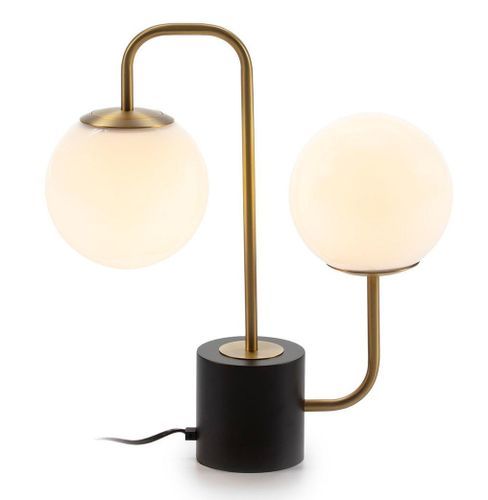Lampe de table verre blanc et pied métal doré Tupil - Photo n°2; ?>