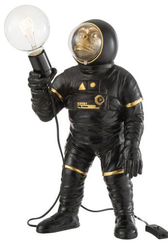 Lampe de table astronaute singe noir et doré Astrid H 47 cm - Photo n°3; ?>