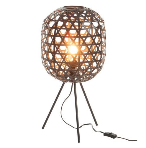 Lampe de table bambou et trépied métal noir Bialli - Photo n°2; ?>