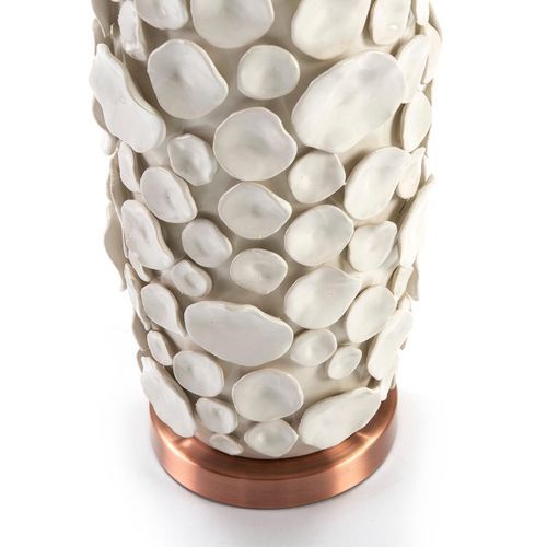 Lampe de table céramique blanc et métal cuivré Ravel D 17 cm - Photo n°2; ?>