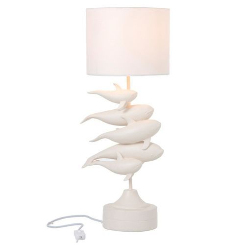 Lampe de table dauphins tissu et résine blanc Amble - Photo n°2; ?>